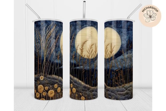 20oz Moon Night Embroidery Tumbler Wrap Review