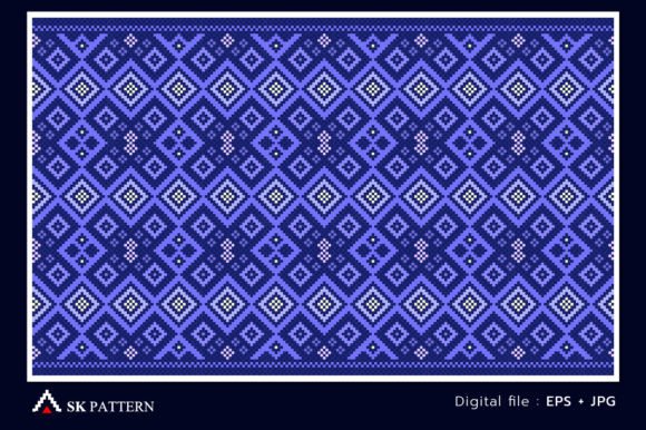 Blue Embroidery Cross Stitch Continuous for Holiday Projects